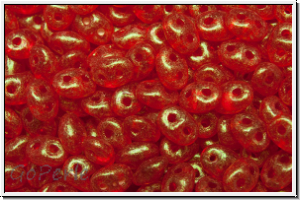 SD-90080-56952, SuperDuo Beads, siam ruby, trans., stardust, 10g