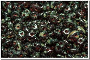 SD-90080-86805, SuperDuo Beads, siam ruby, trans., dark picasso, 10g