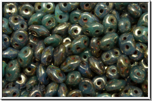 SD-63030-15695, SuperDuo Beads, aqua, op., violet senegal, 10g