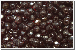 Bhm. Glasschliffperle, feuerpol., 4mm, garnet, dk., trans., 50 Stk.