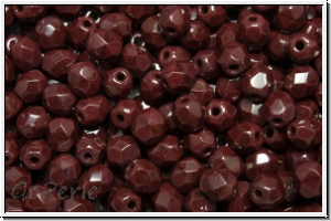 Bhm. Glasschliffperle, feuerpol., 4mm, oxblood, op., 50 Stk.