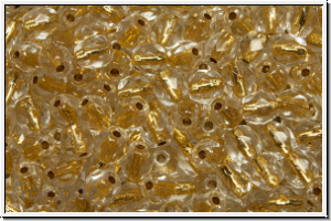 Bhm. Glasschliffperle, feuerpol., 4mm, crystal, trans., gold-ld., 50 Stk.