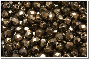 Bhm. Glasschliffperle, feuerpol., 4mm, bronze, met., 50 Stk.