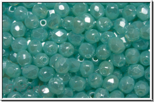 Bhm. Glasschliffperle, feuerpol., 4mm, aqua, lt., opal, luster, 50 Stk.