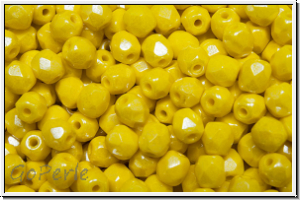 Bhm. Glasschliffperle, feuerpol., 4mm, yellow, lt., op., luster, 50 Stk.