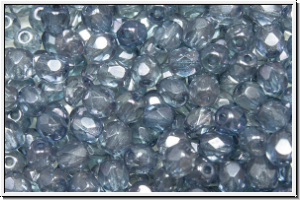 Bhm. Glasschliffperle, feuerpol., 4mm, crystal, trans., montana luster, 50 Stk.