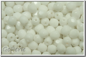 Bhm. Glasschliffperle, feuerpol., 4mm, white, op., 50 Stk.