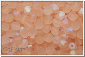 Bhm. Glasschliffperle, feuerpol., 4mm, rosaline, dk., trans., matte, AB, 50 Stk.