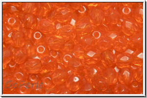 Bhm. Glasschliffperle, feuerpol., 4mm, orange, trans., 50 Stk.