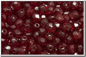 Bhm. Glasschliffperle, feuerpol., 4mm, garnet, lt., trans., 50 Stk.