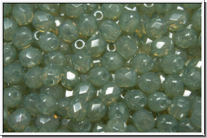 Bhm. Glasschliffperle, feuerpol., 4mm, white, opal, pale green luster, 50 Stk.