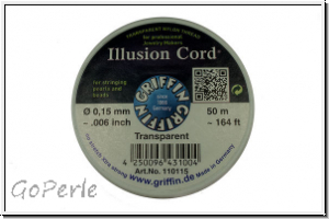 Nylonfaden Illusion Cord, 0,15 mm, Nylon, crystal, GRIFFIN, ca. 50m/Spule