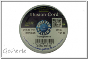 Nylonfaden Illusion Cord, 0,25 mm, Nylon, crystal, GRIFFIN, ca. 50m/Spule