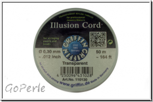 Nylonfaden Illusion Cord, 0,30 mm, Nylon, crystal, GRIFFIN, ca. 50m/Spule