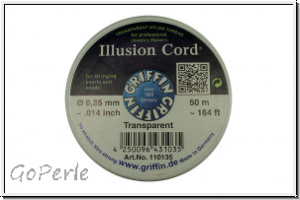 Nylonfaden Illusion Cord, 0,35 mm, Nylon, crystal, GRIFFIN, ca. 50m/Spule