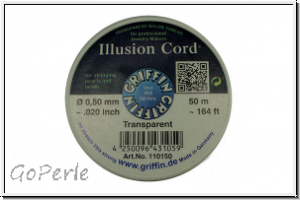 Nylonfaden Illusion Cord, 0,50 mm, Nylon, crystal, GRIFFIN, ca. 50m/Spule