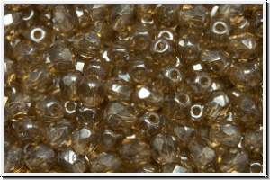 Bhm. Glasschliffperle, feuerpol., 4mm, topaz, pale, trans., luster, 50 Stk.