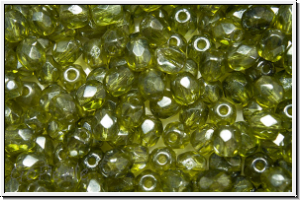 Bhm. Glasschliffperle, feuerpol., 4mm, khaki, trans., luster, 50 Stk.