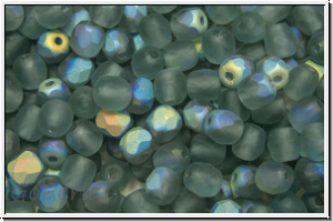 Bhm. Glasschliffperle, feuerpol., 4mm, grey, trans., matte, AB, 50 Stk.