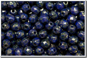 Bhm. Glasschliffperle, feuerpol., 4mm, blue, op., violet senegal, 50 Stk.