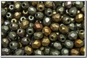 Bhm. Glasschliffperle, feuerpol., 4mm, purple-golden-MIX, pale, met., satin, 50 Stk.