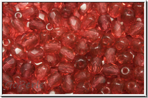 Bhm. Glasschliffperle, feuerpol., 4mm, golden ruby, trans., 50 Stk.