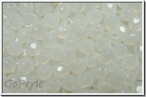 Bhm. Glasschliffperle, feuerpol., 4mm, white, opal, 50 Stk.