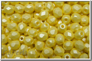 Bhm. Glasschliffperle, feuerpol., 4mm, white, alabaster, yellow pastel, soft, 50 Stk.