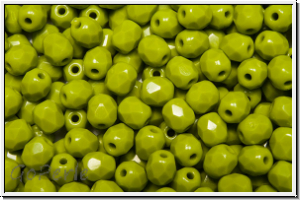 Bhm. Glasschliffperle, feuerpol., 4mm, olivine, dk., op., 50 Stk.