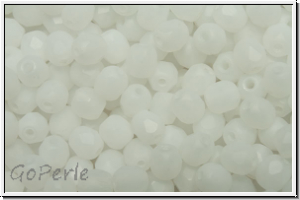 Bhm. Glasschliffperle, feuerpol., 4mm, white, opal, matte, 50 Stk.