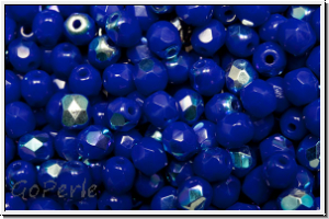 Bhm. Glasschliffperle, feuerpol., 4mm, blue, op., AB, 50 Stk.