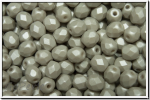 Bhm. Glasschliffperle, feuerpol., 4mm, white, alabaster, soft grey pastel, 50 Stk.