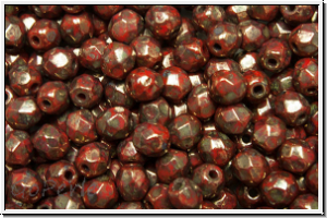 Bhm. Glasschliffperle, feuerpol., 4mm, red, op., violet senegal, 50 Stk.