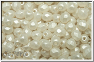 Bhm. Glasschliffperle, feuerpol., 4mm, crystal, trans., white coated, 50 Stk.