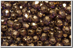 Bhm. Glasschliffperle, feuerpol., 4mm, crystal, trans., dk. bronze, 50 Stk.