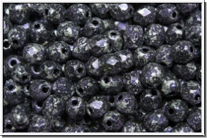 Bhm. Glasschliffperle, feuerpol., 4mm, black, op., violet, tweedy, 50 Stk.