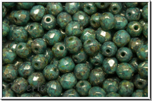 Bhm. Glasschliffperle, feuerpol., 4mm, blue turquoise, op., violet senegal, 50 Stk.