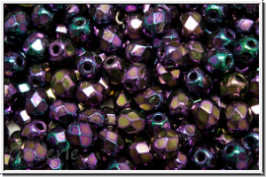 Bhm. Glasschliffperle, feuerpol., 4mm, purple, met., iris., 50 Stk.