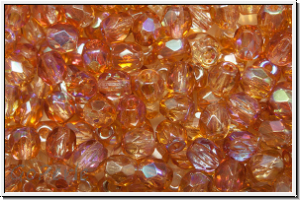 Bhm. Glasschliffperle, feuerpol., 4mm, crystal, trans., orange AB, 50 Stk.