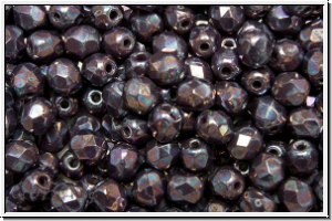 Bhm. Glasschliffperle, feuerpol., 4mm, lavender, darkest, op., nebula, 50 Stk.