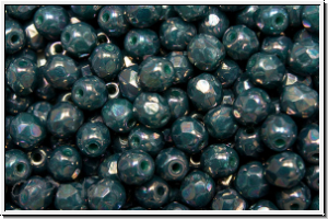 Bhm. Glasschliffperle, feuerpol., 4mm, blue turquoise, op., nebula, 50 Stk.