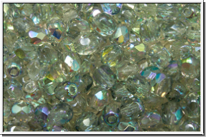 Bhm. Glasschliffperle, feuerpol., 4mm, crystal, trans., blue AB, 50 Stk.