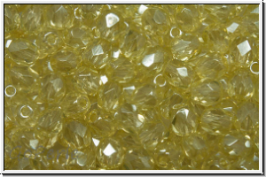 Bhm. Glasschliffperle, feuerpol., 4mm, crystal, trans., yellow luster, 50 Stk.