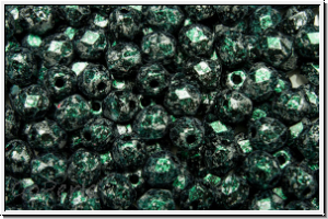 Bhm. Glasschliffperle, feuerpol., 4mm, black, op., green, tweedy, 50 Stk.