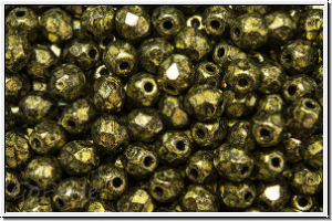 Bhm. Glasschliffperle, feuerpol., 4mm, bronze, met., antique, 50 Stk.