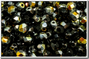 Bhm. Glasschliffperle, feuerpol., 4mm, black, op., half marea, 50 Stk.