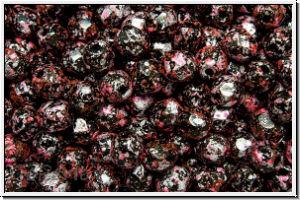 Bhm. Glasschliffperle, feuerpol., 4mm, black, op., pink, tweedy, 50 Stk.