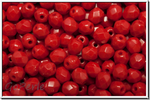 Bhm. Glasschliffperle, feuerpol., 4mm, red, op., 50 Stk.