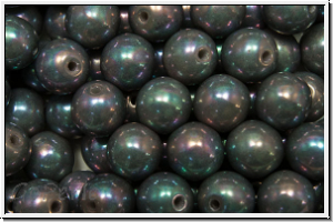 bhm. Glasperle, rund, 6mm, grey, op., nebula, 25 Stk.