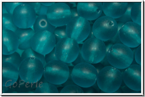 bhm. Glasperle, rund, 6mm, indicolite, trans., matte, 25 Stk.